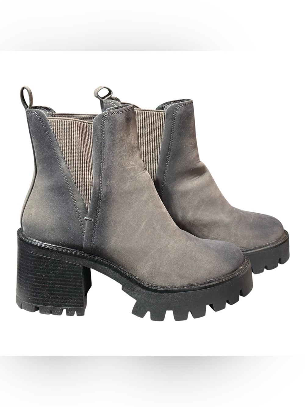 MIA YAEL Boots charcoal grey lug chunky heel platform 8.5 new
